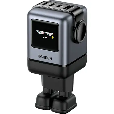 Зарядний пристрій Ugreen 1xUSB + 3xUSB-C GaN 100W Robot X688 gray (45515B) - фото 10