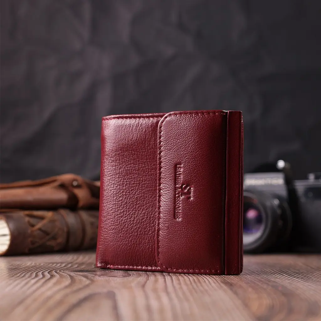 Невеликий жіночий гаманець з монетницею з натуральної шкіри ST Leather 22544 бордовий - фото 6
