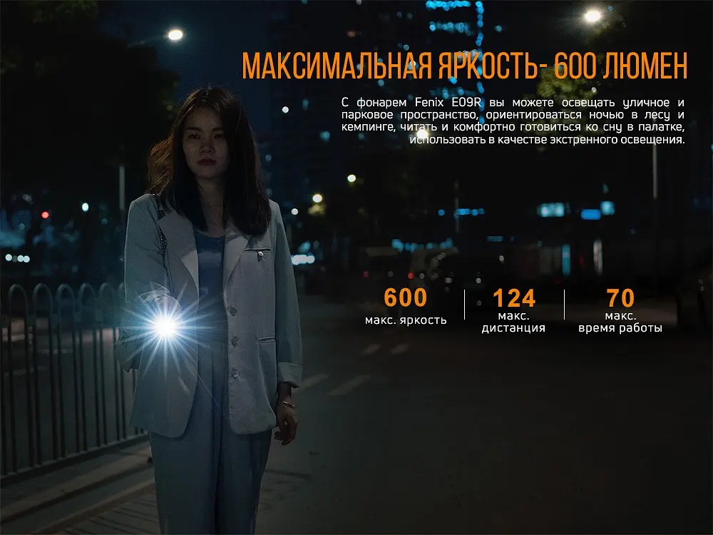 Ручний міні ліхтарик Fenix E09R 600лм Type-C (Чорний) - фото 6