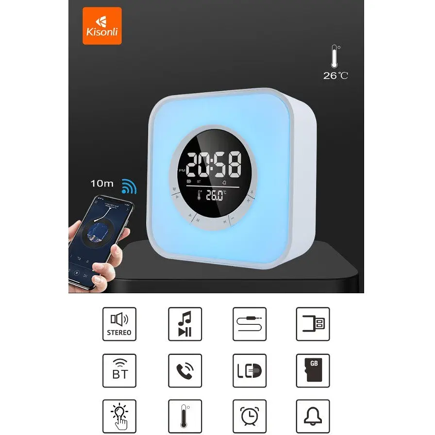 Портативная колонка, часы, будильник Kisonli Q6A Bluetooth 3600mAh 5 Вт - фото 4