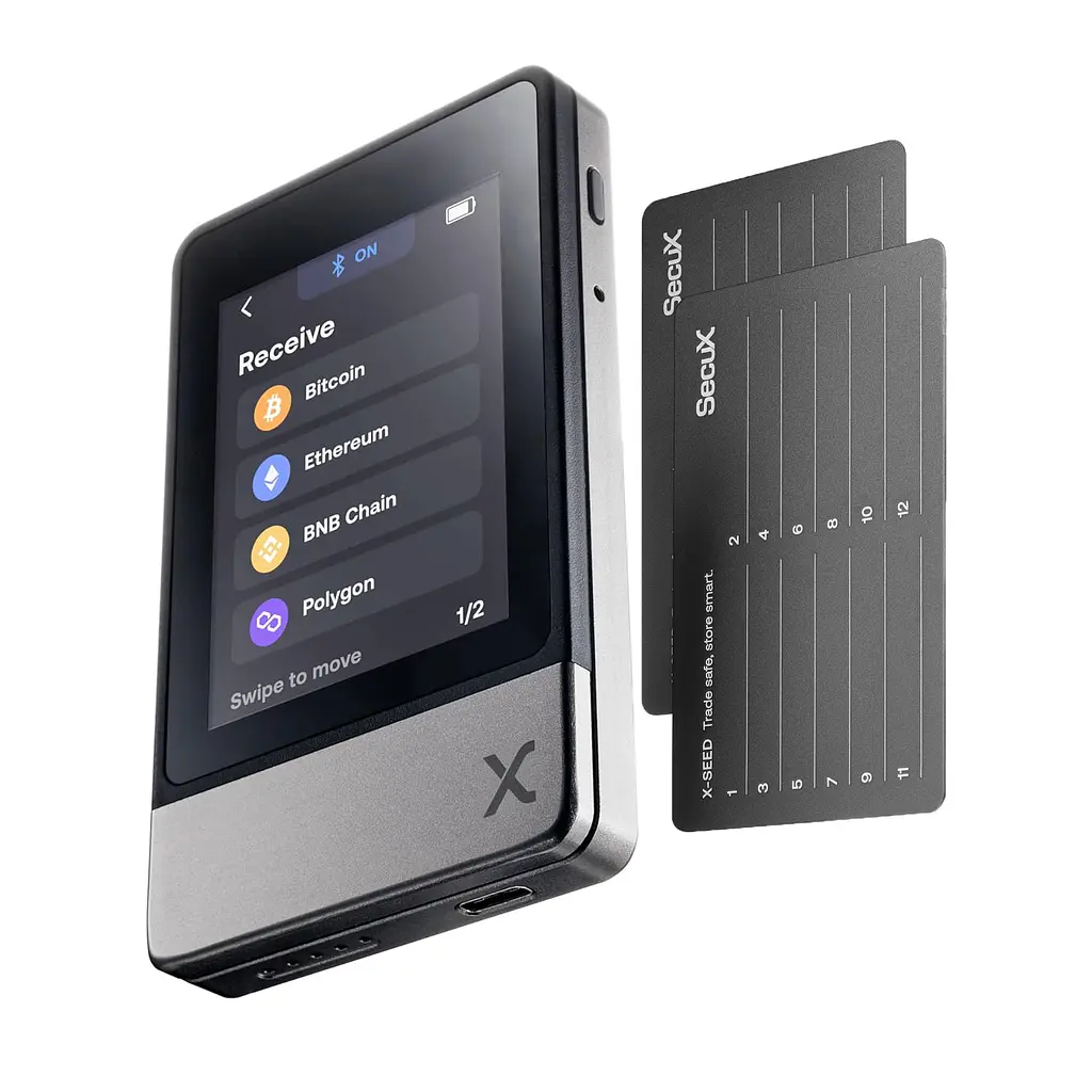 Апаратний гаманець SecuX Neo-X Premium Metallic Edition з двома мнемонічними пластинами, Bluetooth та USB-C — Чорний - фото 2