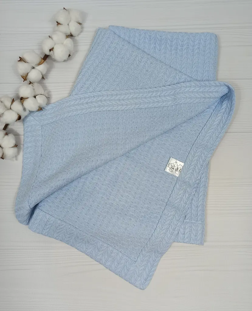Плед дитячий з в’язаного полотна 90х90 a.l.babybox Синій