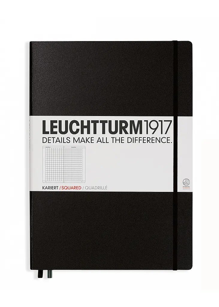 Блокнот Leuchtturm1917 Master Classic A4+, чорний, клітинка (307959)