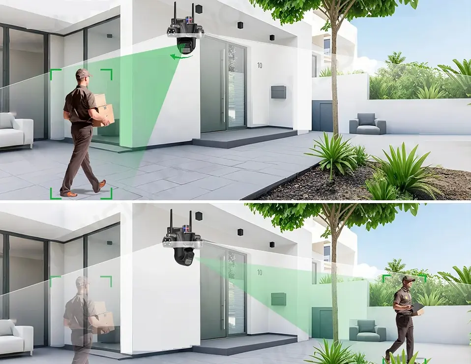 Вулична WiFi IPкамера Besder P17  ICSEE  15Мп  чорна 3 незалежних об'єктиви поворотні  - фото 3