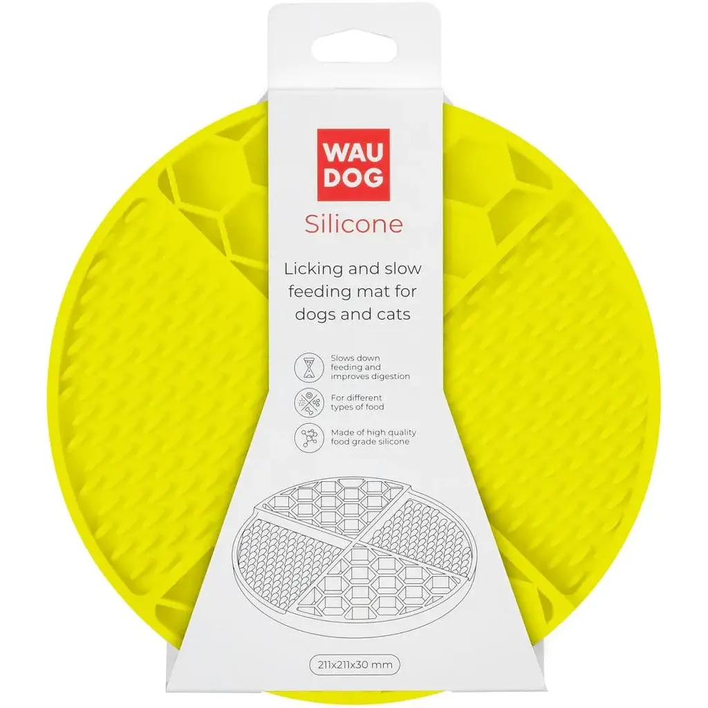 Миска-килимок для собак та котів Waudog Silicone для повільного харчування 211х211х30 мм жовтий - фото 3