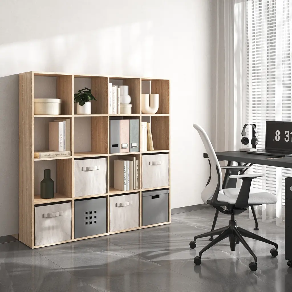 Книжная полка стеллаж Vays M-14 с 16 ячейками ЛДСП 143x29x143 см для дома офиса детской или гостиной - фото 4