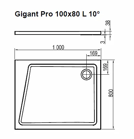 Душевой поддон Ravak Gigant Pro 100X80 L 10° XA05A40101L - фото 5
