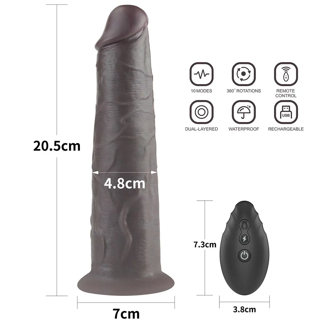 Вибратор Lovetoy Dual-Layered Silicone Nature Cock 8.0apos;apos; 20.5 см (черный) - фото 12