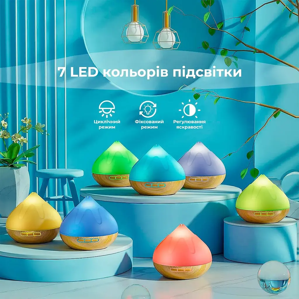 Аромадіффузор Aroma Diffuser IN2-500D, з підсвіткою, резервуар 500 мл, з набором ефірних олій - фото 5
