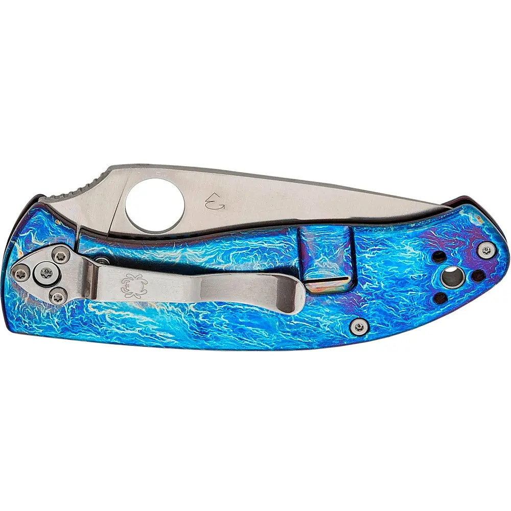 Ніж Spyderco Tenacious D2 Titanium Blue - фото 4