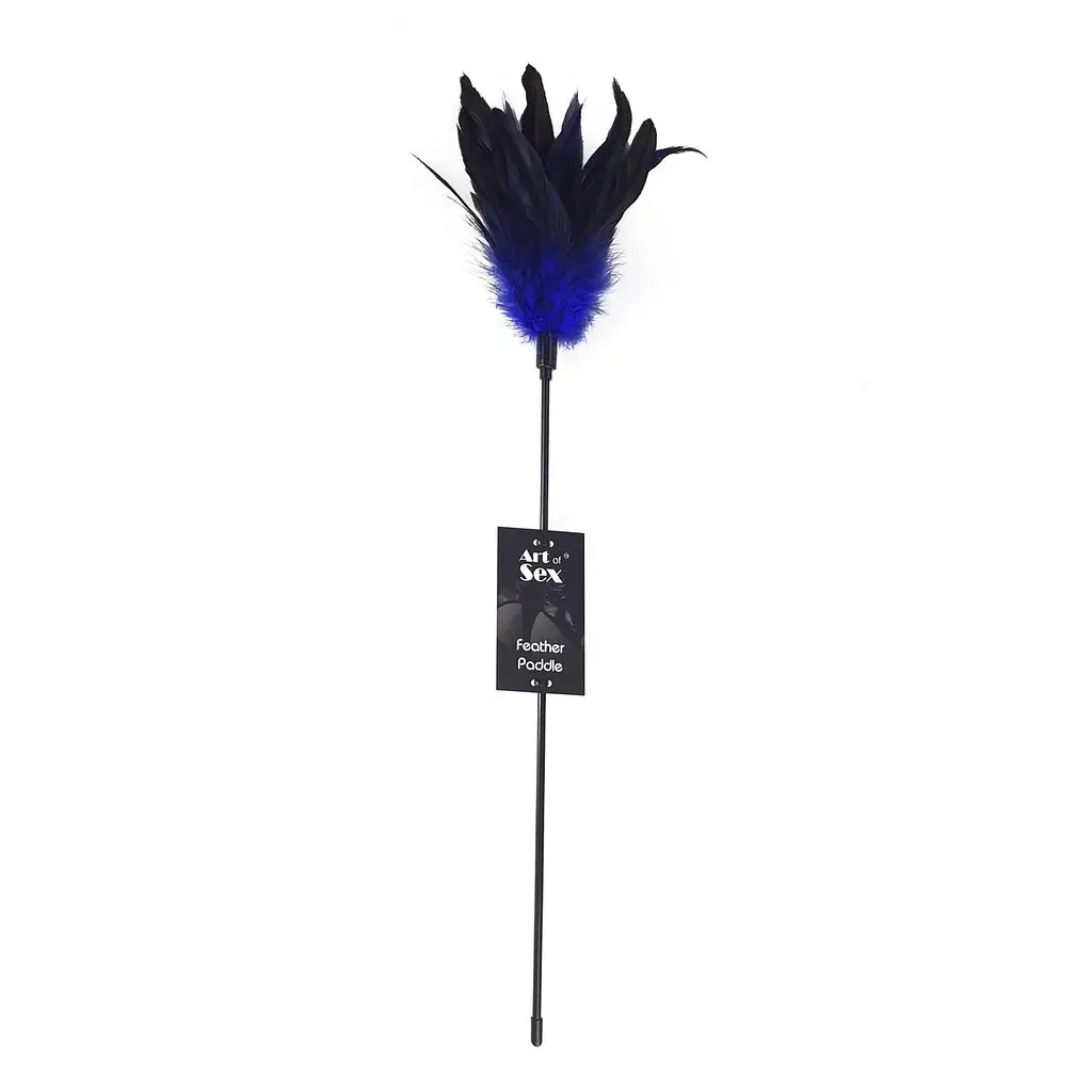 Щекоталка синяя Art of Sex - Feather Paddle, перо молодого петуха - фото 2