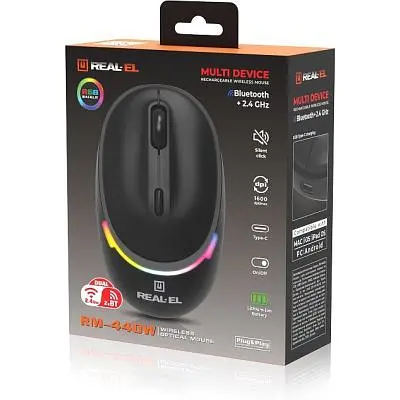 Компьютерная мышка Real-El RM-440W Wireless/Bluetooth Black (EL123200045) - фото 9