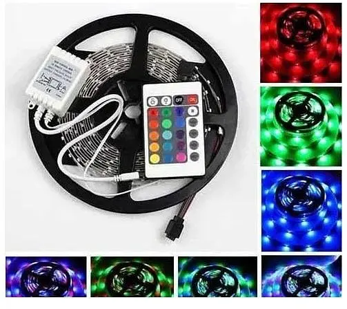 Світлодіодна стрічка Solar 3528 60 Led комплект RGB  кольорова світлодіодна стрічка з пультом та блоком живлення підсвічування RGB - фото 3