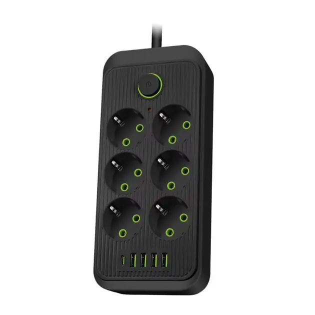 Мережевий фільтр подовжувач 1.7м 6 розеток, 4×USB, 1×Type-C на 11 пристроїв з кнопкою вимкнення
- фото 5