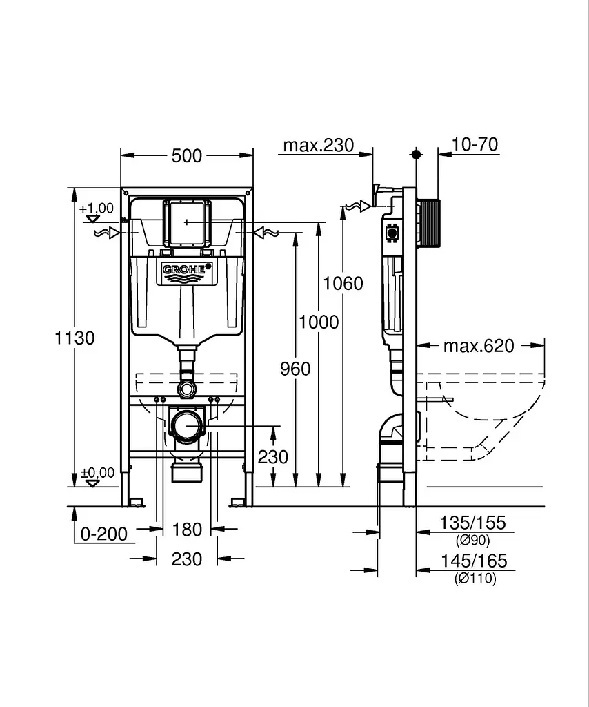 Комплект Grohe Set унітаз Ellipse-0301-T3 + Інсталяція 38536001 + панель 38732000 38536001ELLIPS0301T3, Білий - фото 9