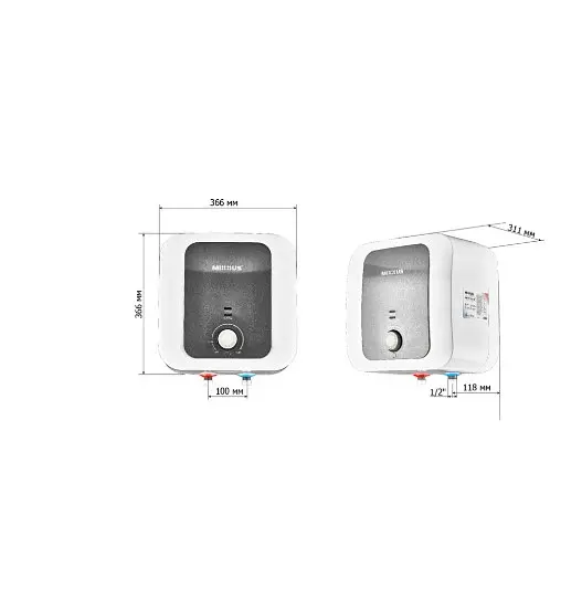 Водонагрівач Mixxus EWH-1115 SMALL OVER 15 л над мийкою, 1500 Вт, мокрий ТЕН, вертикальний, квадратний, білий (WH0607) - фото 5