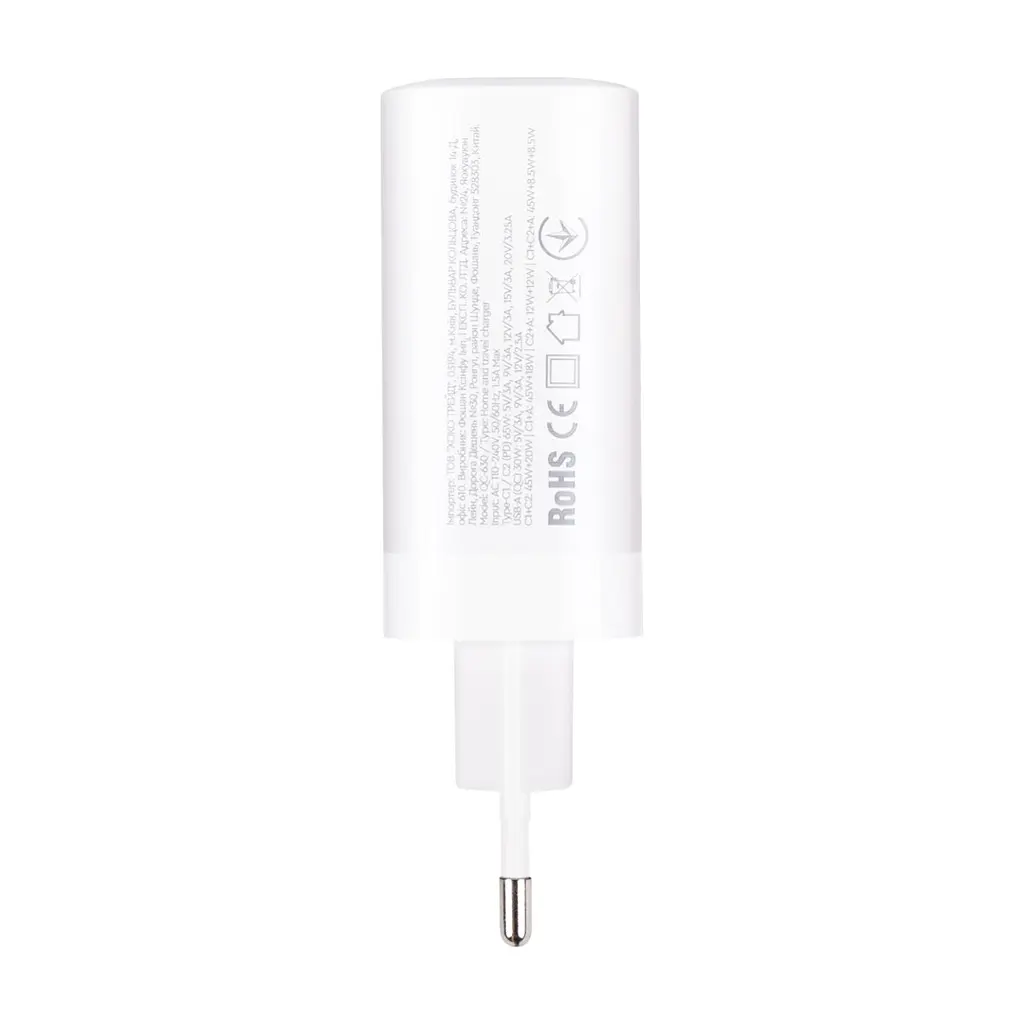 Зарядное устройство для XoKo 2xUSB-C PD65W + 1xUSB QC3.0 GaN white (XK-QC-630) - фото 10