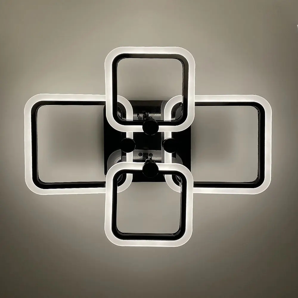 Черная LED люстра на 2+2 рожка квадратной формы | Ст. A 2503/2+2 BK | Line F - фото 2