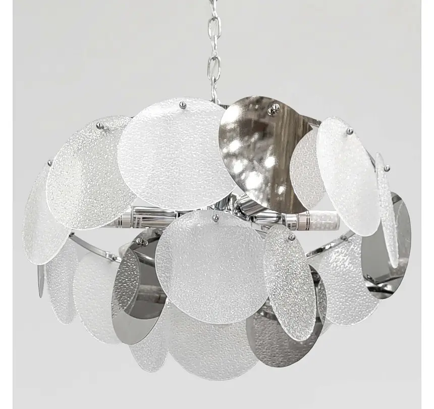 Дизайнерська підвісна люстра Artlight 21822/500CH хром з прозорими та білими скляними дисками - фото 4