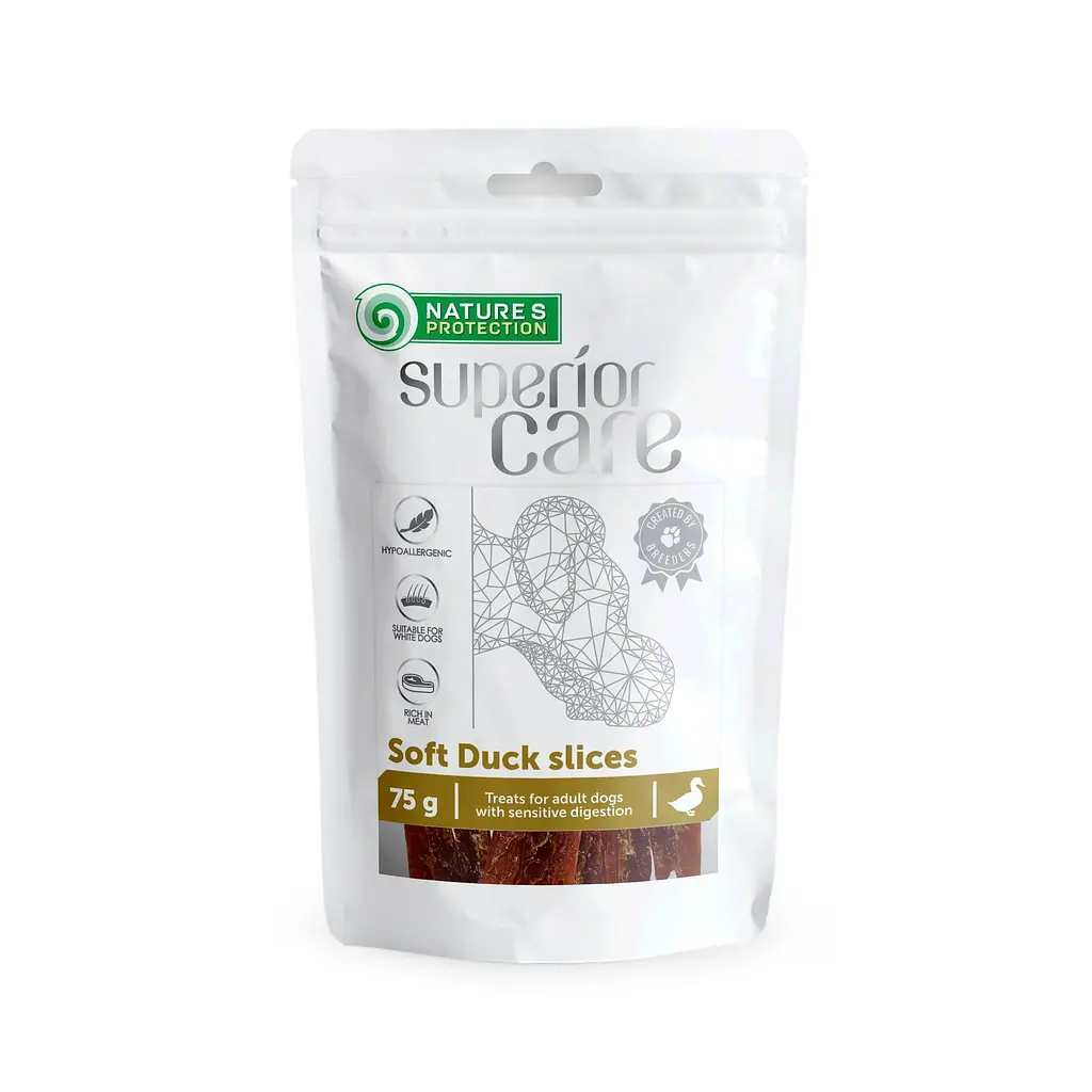Ласощі для собак Nature's Protection Superior Care Snacks Soft Duck Slices сушена качка, смужки, 75 г