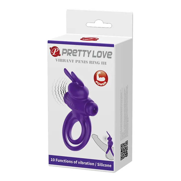 Ерекційне кільце Pretty Love Vibrant Penis Ring III фіолетове - фото 2