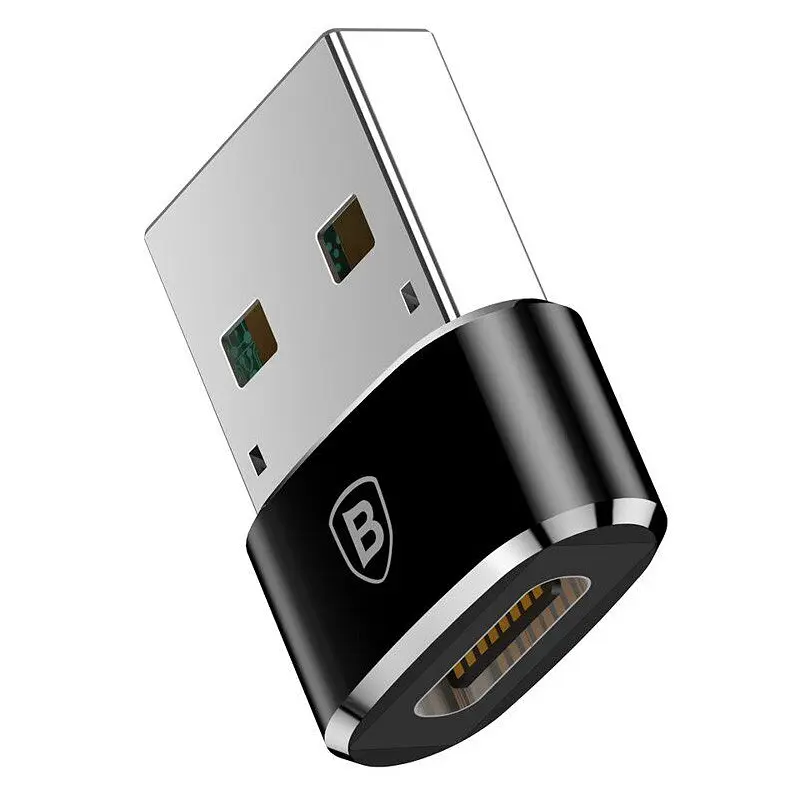 Перехідник Baseus USB Male To Type-C Female Adapter Converter 3A (CAAOTG-01) Чорний - фото 4