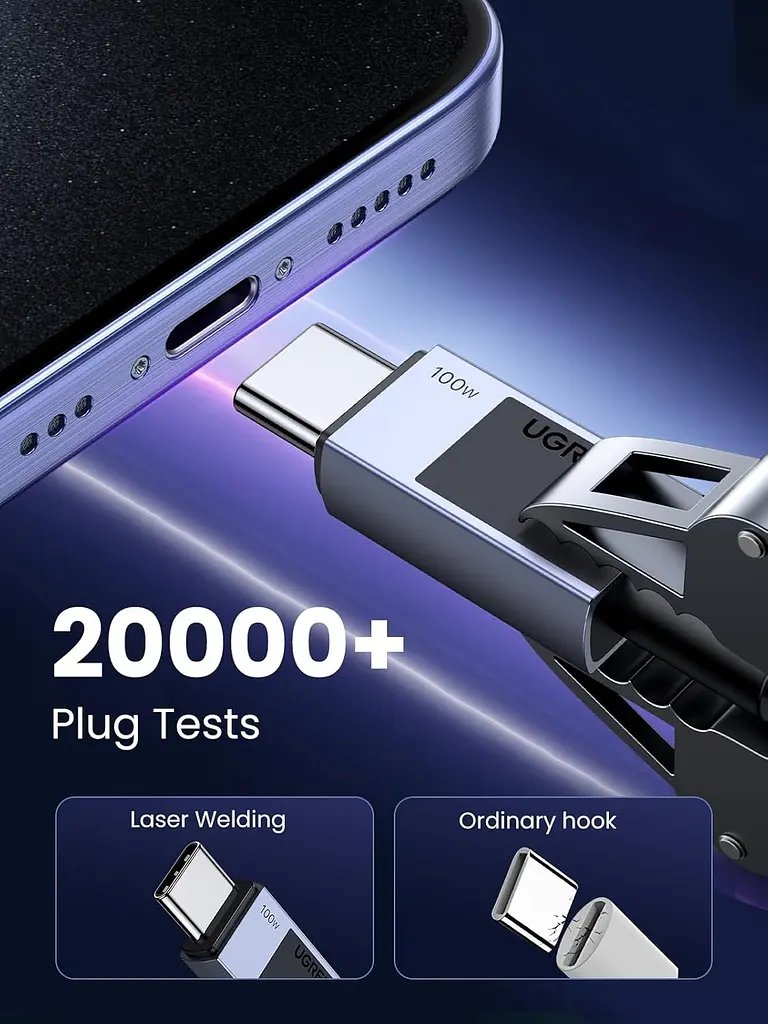 Кабель Ugreen USB 2.0 Type-C M-M, 3 м, 100W (480Mbps）Сірий, L512 - фото 7