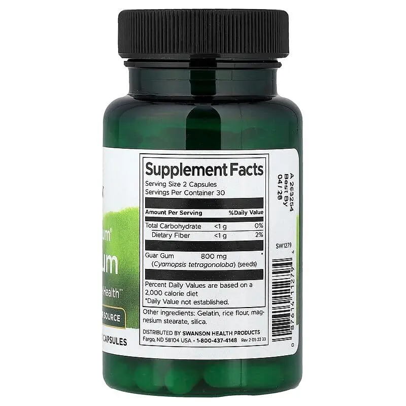 Гуарова камедь Swanson Guar Gum 400 mg Full Spectrum, 60 капсул - фото 2