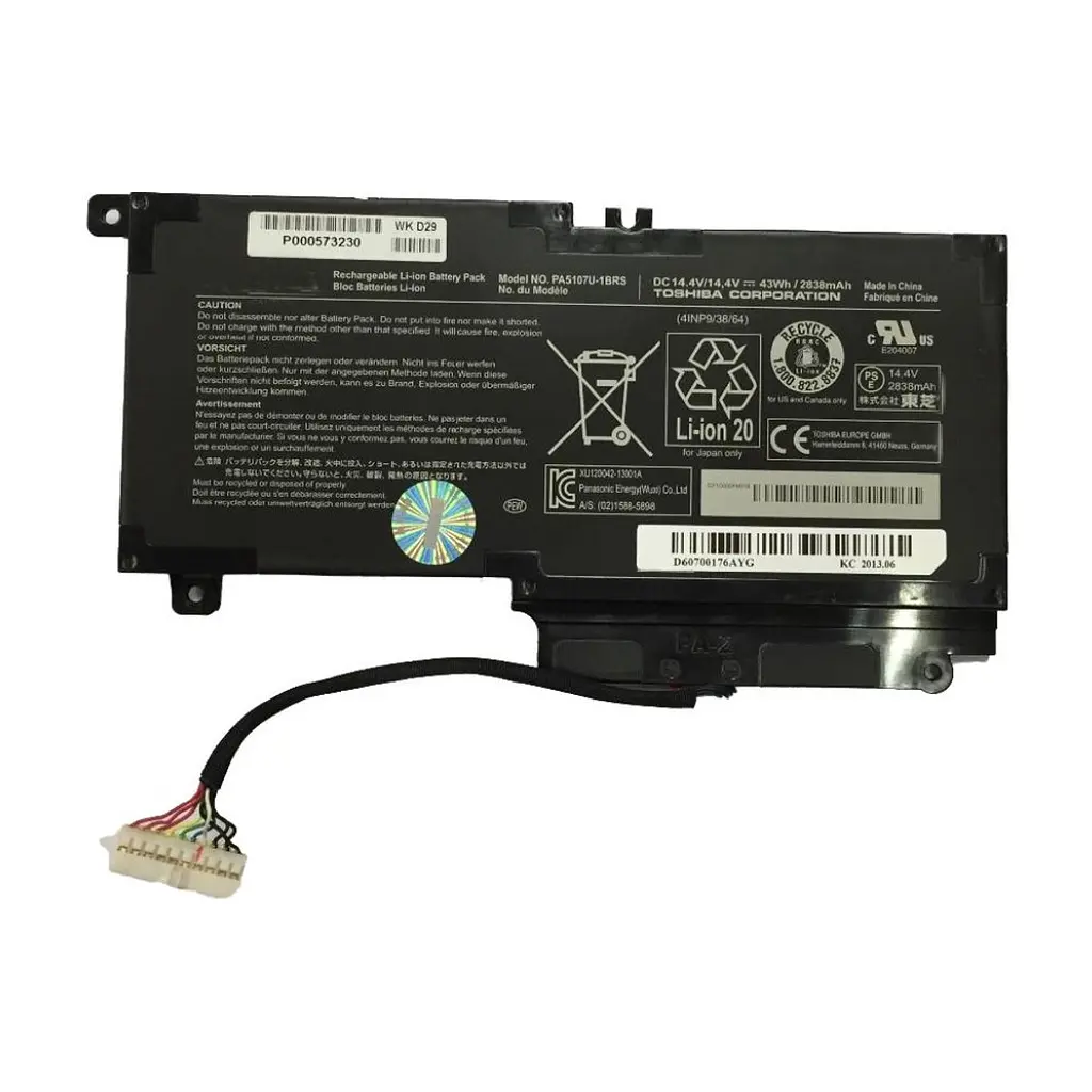 Акумулятор до ноутбука Toshiba PA5107U, 43Wh (2838mAh), 4cell, 14.4V, Li-ion (A47539)