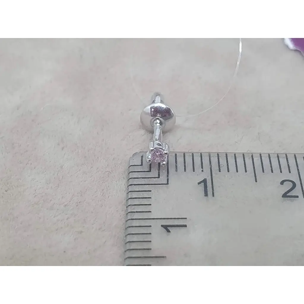 Серебряная моносерьга пуссета Dear с фианитом. 3004.10С Розовый - фото 4