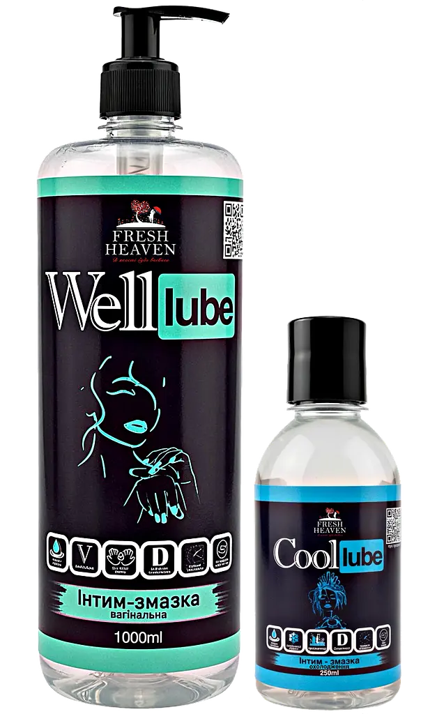 Iнтим-змазка Fresh Heaven вагінальна Well Lube 1000ml та охолоджуюча Сool Lube 250ml