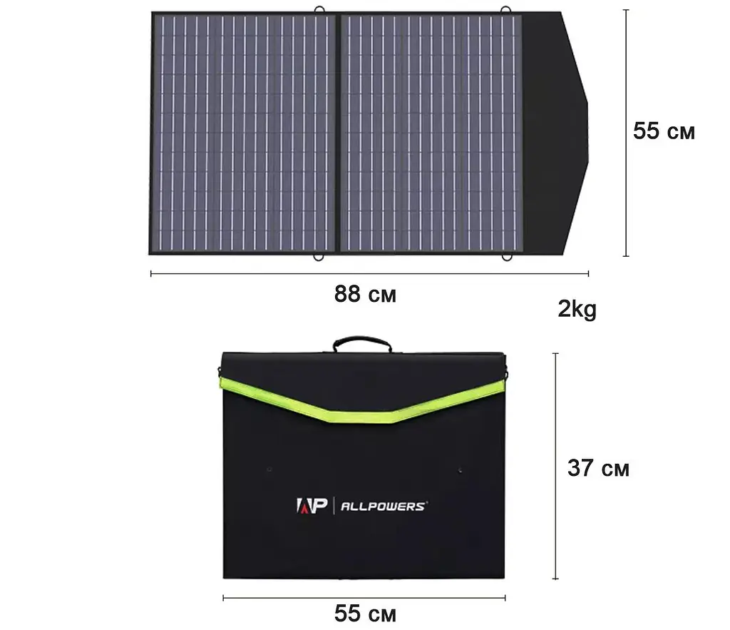 Портативна сонячна панель Allpowers AP-SP-020 60W 2xUSB 1xType-C PD/DC 5V-18V - фото 4