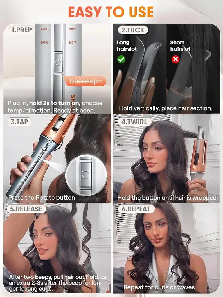 Автоматичний стайлер Sheglam Hair Curler Bella для завивки волосся / Плойка для локонів 3 режими 170–210°C - фото 4