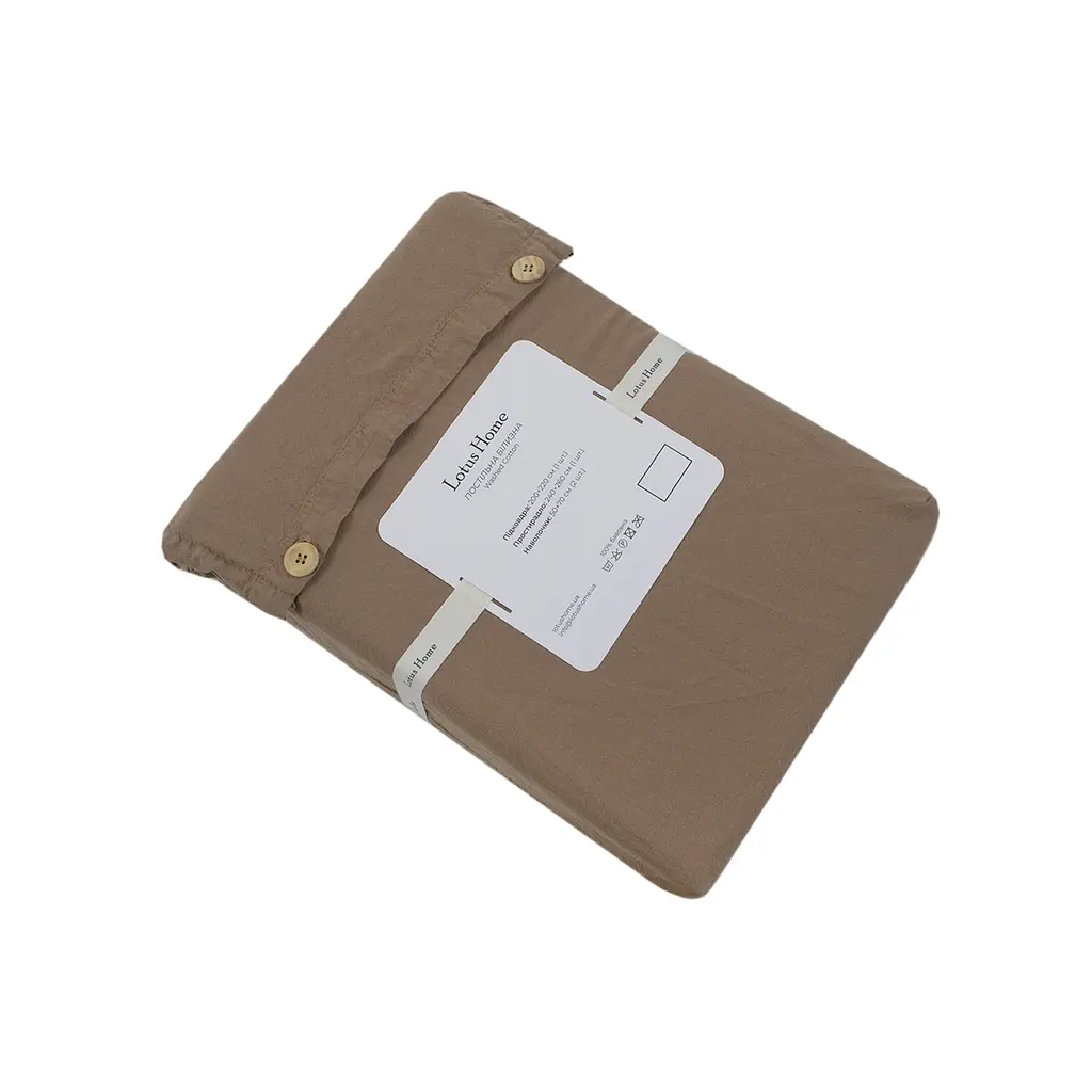 Постельное белье Lotus Home Washed cotton - Kansas коричневый евро - фото 5