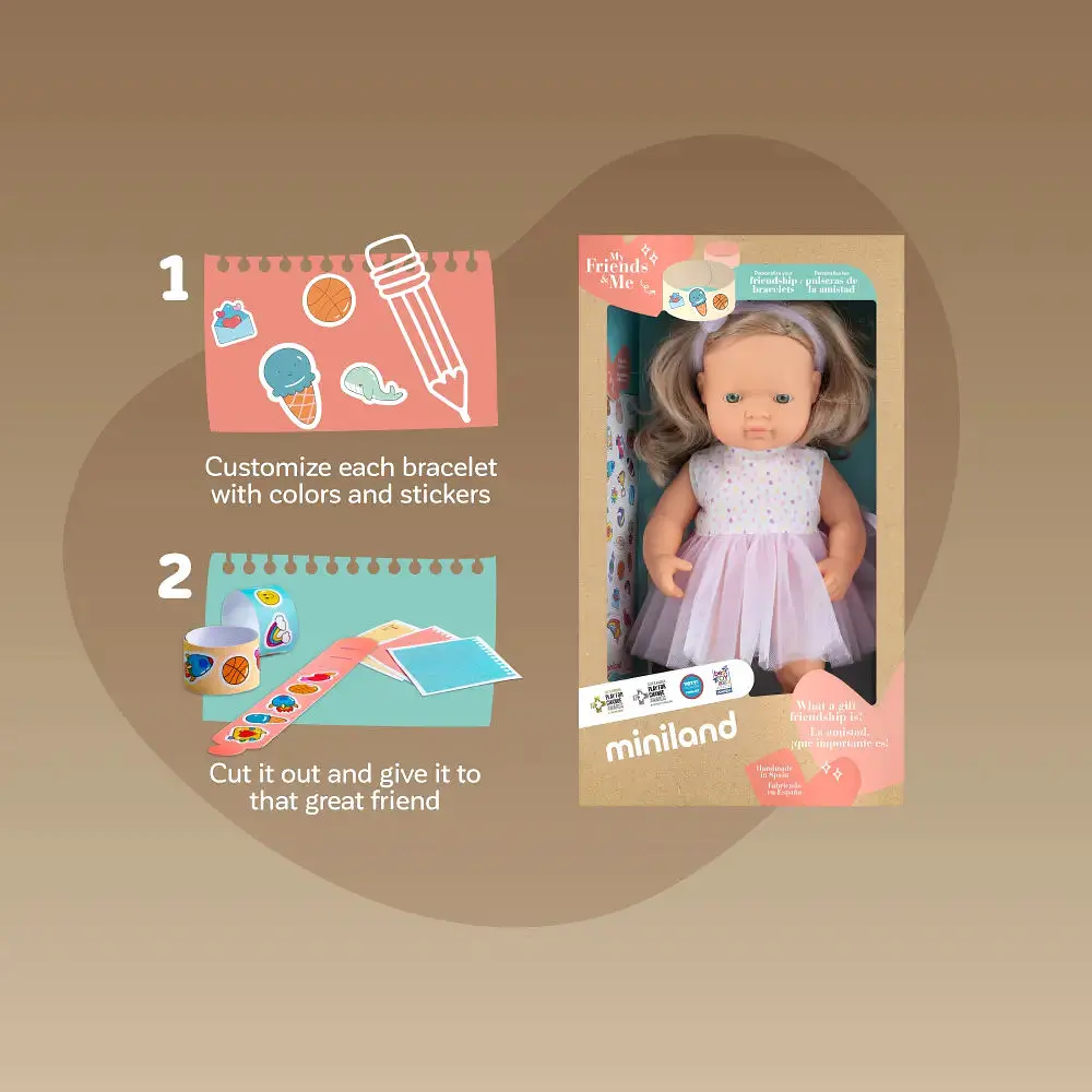 Лялька Miniland дівчинка блондинка зеленоока в одязі 38 см подарункова коробка (33208) - фото 5