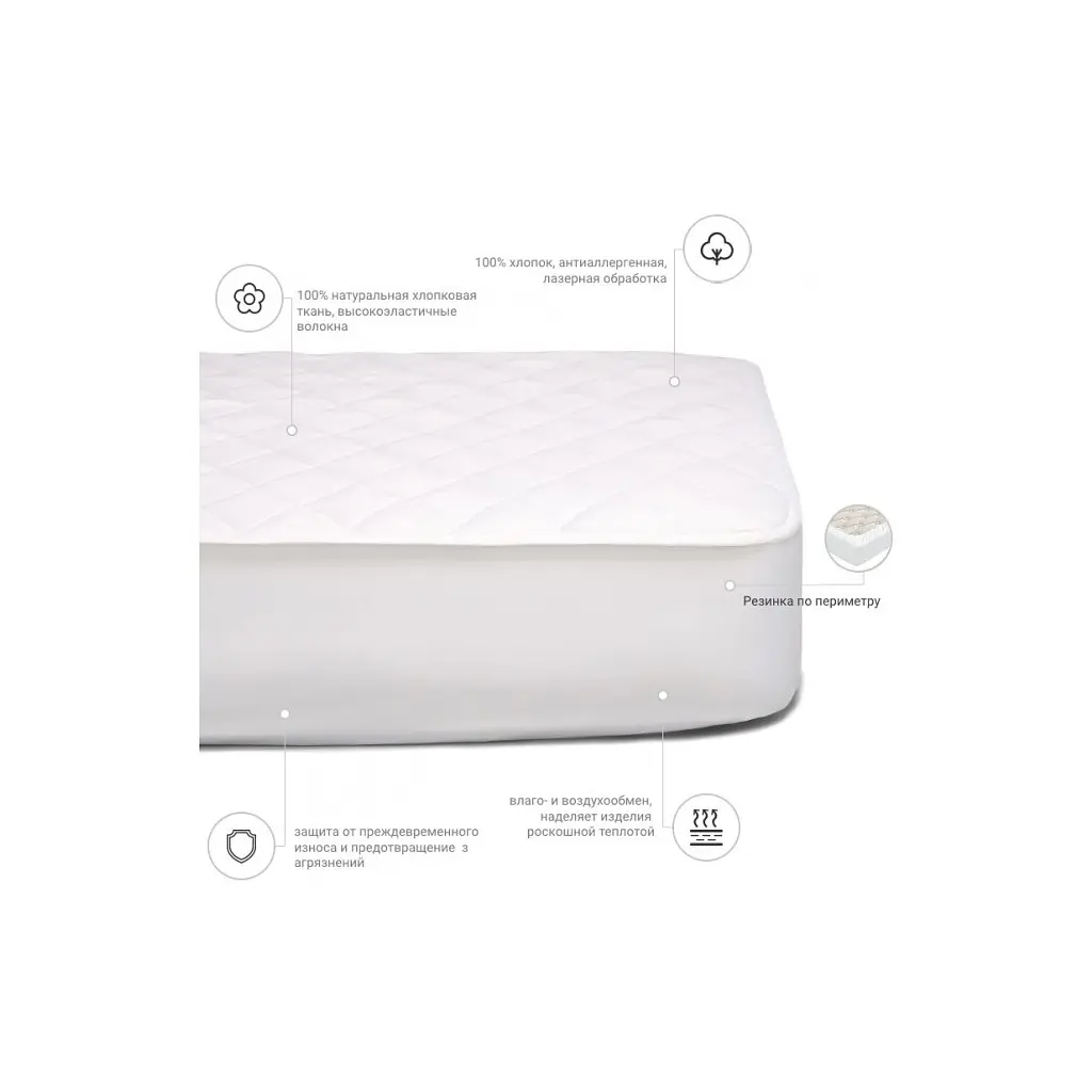 Наматрацник MirSon 951 Natural Line Стандарт Eco 140x200 см (2200000837714) - фото 3
