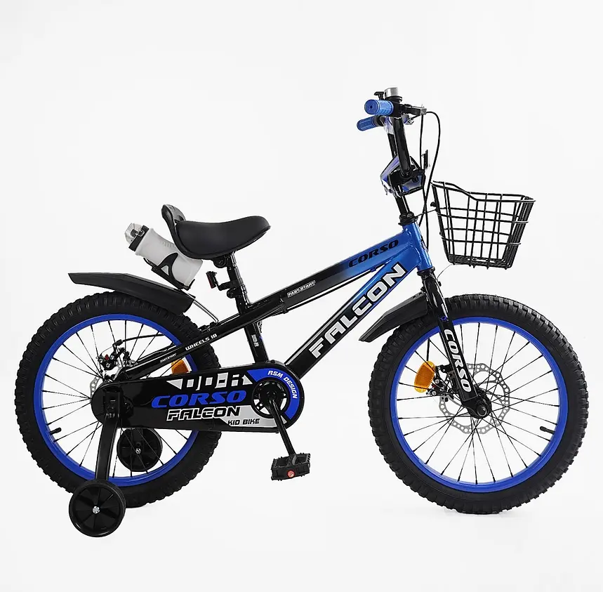 Велосипед 2-х колёсный 18" FL-18020 "Corso Falcon" стальная рама, дисковые тормоза, доп. колёса, звонок, собран на 85% (6800070180203) - фото 2
