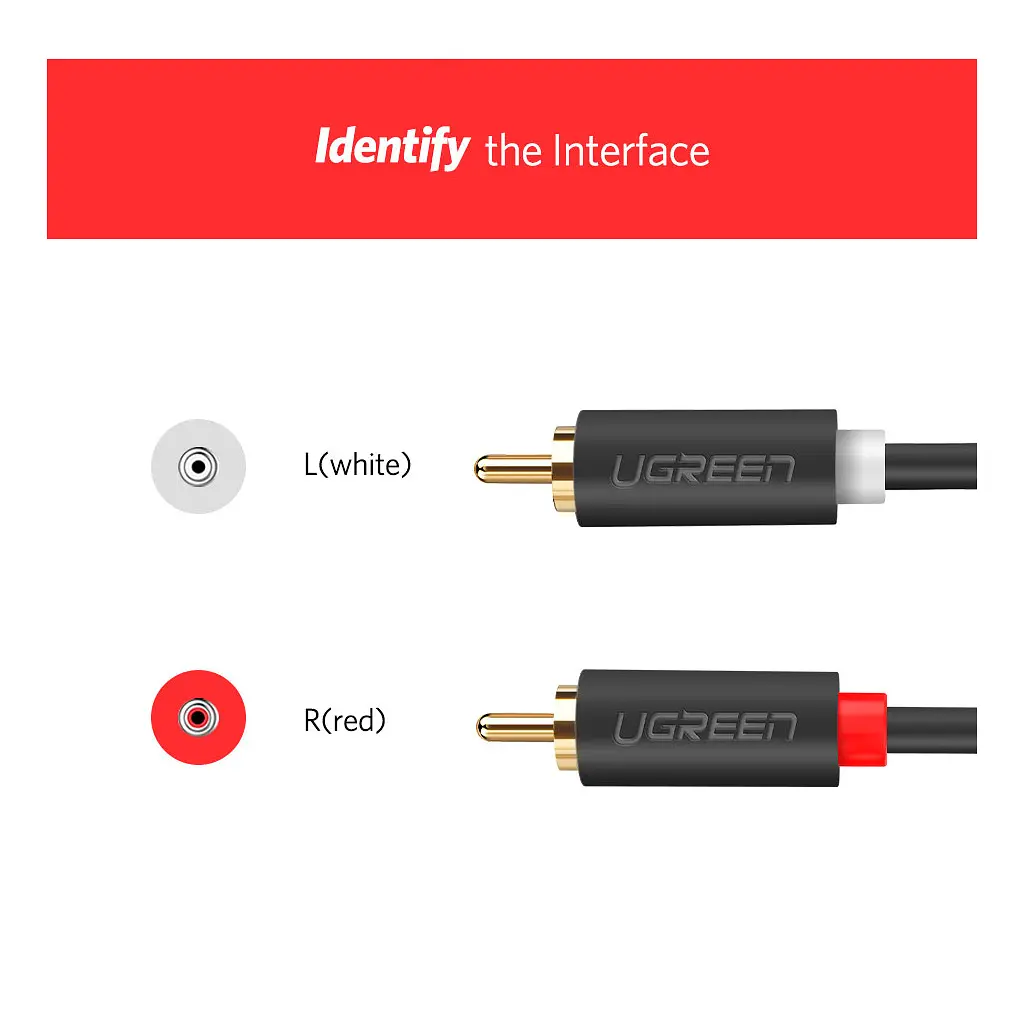 Кабель мультимедійний 2xRCA M to 2xRCA M 3.0m AV104 black Ugreen (10519) - фото 10