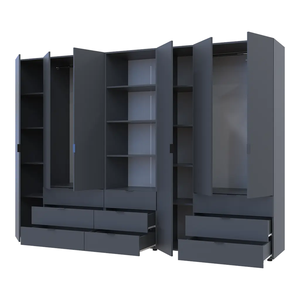 Шкаф для одежды Doros Гелар Графит 3+3ДСП с пеналом 292.4х49.5х203.4 (42005172) - фото 3