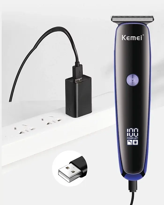 Акумуляторна машинка для стрижки волосся Kemei KM-828 з насадками - фото 2
