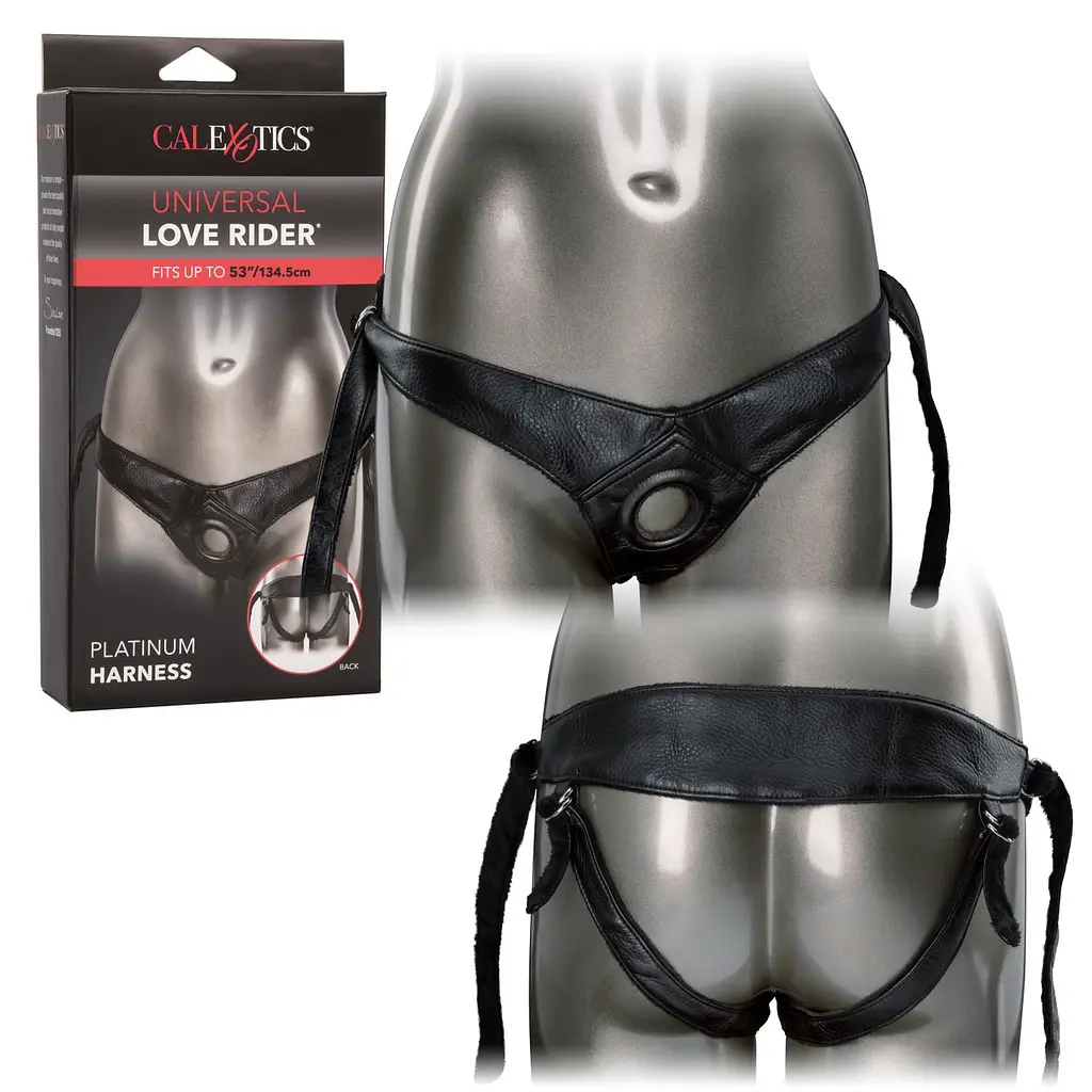 Трусики для страпона Universal Love Rider Platinum Harness, шкірозамінник, чорні - фото 2