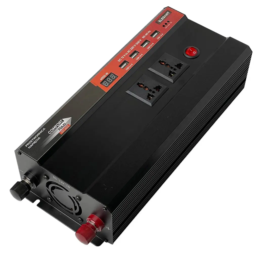 Перетворювач напруги Elegant 12V - 220V 2000W-4000W З Розетками 12V та 220V 4 USB Клеми (EL 101 402) - фото 3