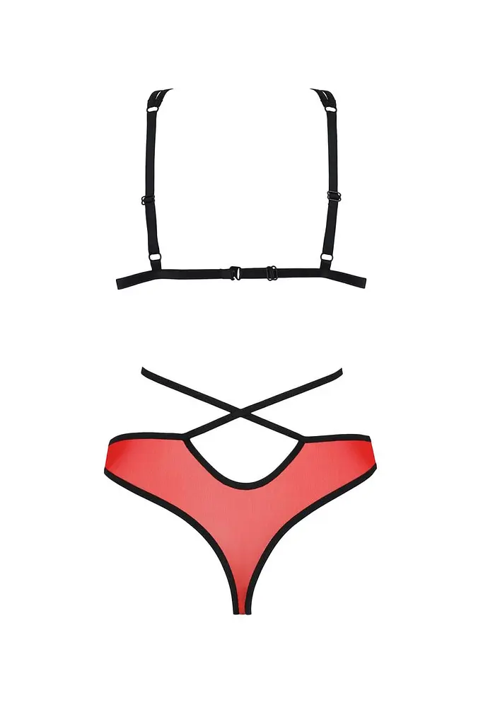 Комплект белья Passion Peonia Set XXL/XXXL red бра трусики - фото 4