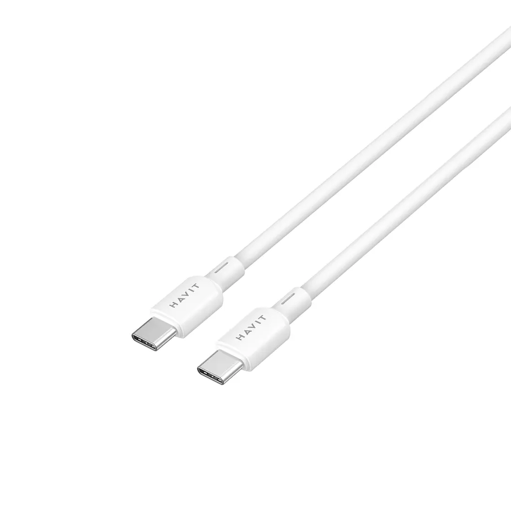 Кабель USB-C - USB-C Havit CBX310 PD60W 3A 2 м білий (HV-CBX310-WH) - фото 4