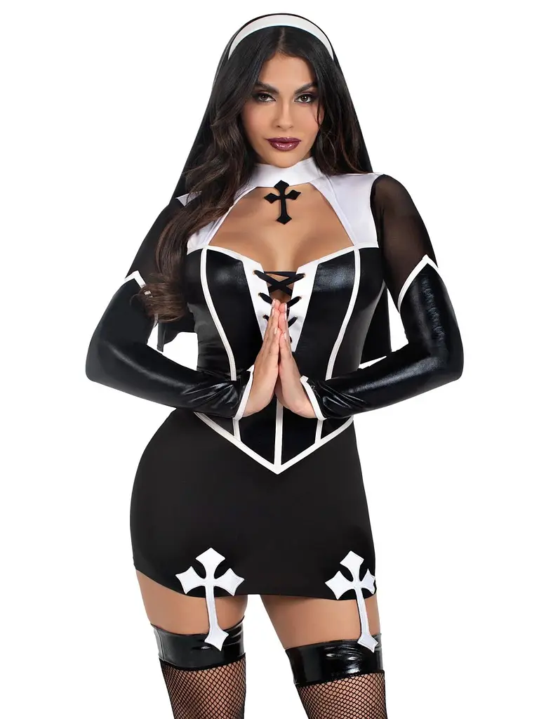 Костюм монашки Leg Avenue Holy Hottie Dress S