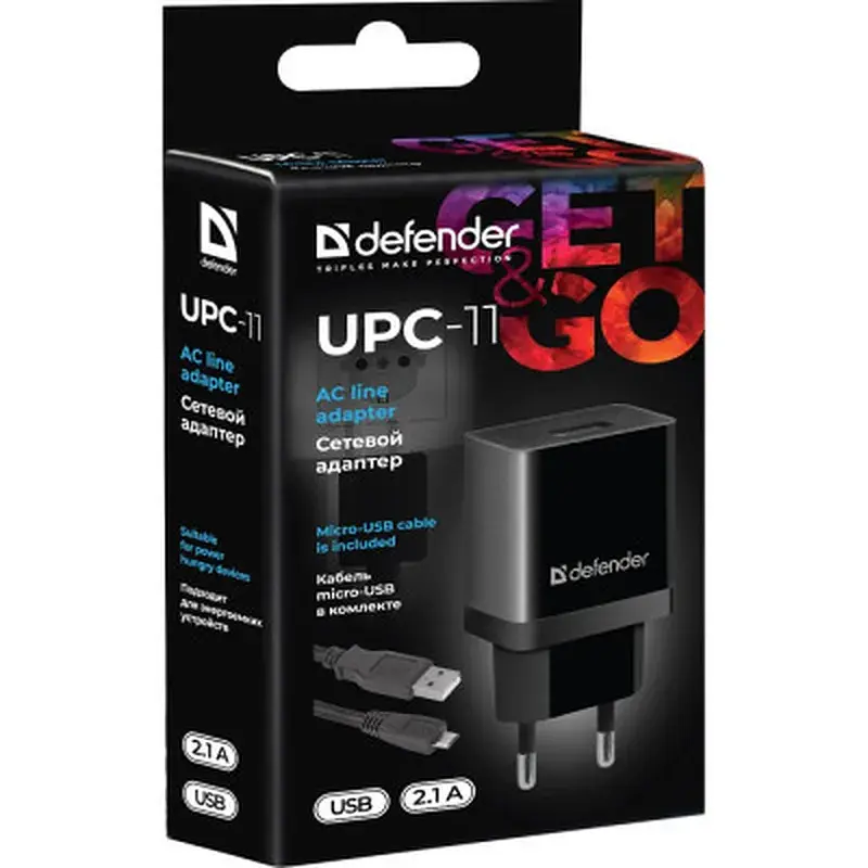 Зарядний пристрій Defender UPС-11 1xUSB,5V/2.1А, кабель micro-USB (83556) - фото 4