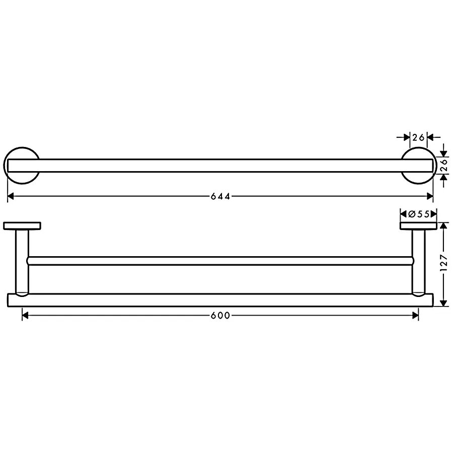 Держатель двойной для полотенца Hansgrohe Logis Universal 60 см хром 41712000 Хром - фото 2