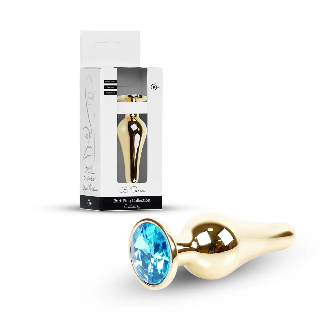 Анальна пробка - Jewellery Gold Long Plug Light Blue - фото 11