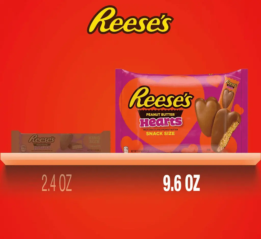 Шоколадні цукерки Reese's Valentine's Day Milk Chocolate Peanut Butter Hearts Candy 272г - фото 6