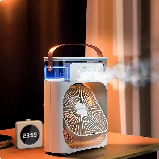 Настільний вентилятор з функцією зволожувача Air Cooler Fan Міні вентилятор - кондиціонер з відділенням для льоду - фото 2